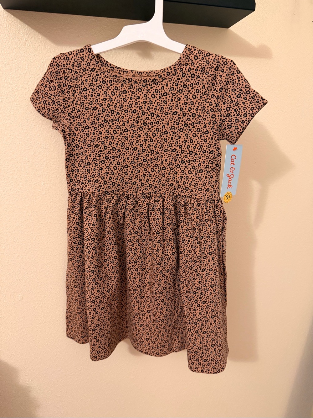 Cat & Jack Tan and Black Leopard Print Short Sleeve Dress